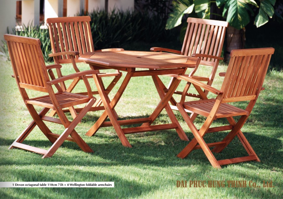 Devon octagonal table and Wellington chairs by Dai Phuc Hung Thinh Furniture