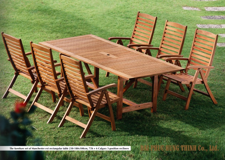 Manchester extending dining table and Calgary recliners by Dai Phuc Hung Thinh Furniture